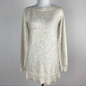 Loft Womens sweater size xs black cream boatneck tunic